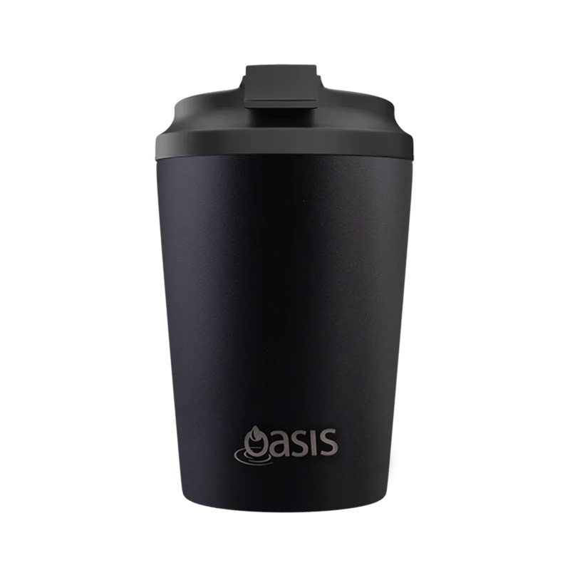 Oasis Ceramic Lined Stainless Steel Double Wall Coffee Cup 360ml - Black