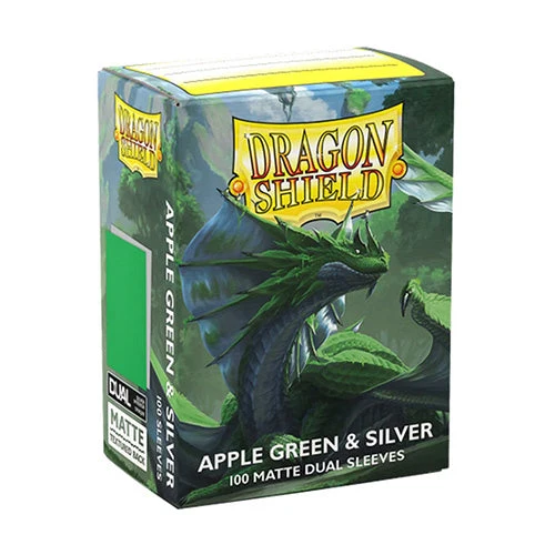 Arcane Tinmen Dragon Shield Standard 100ct Dual Matte Apple Green/Silver Sleeves 63x88mm