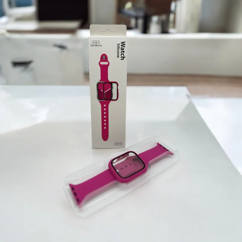 Watch Silicone 2 IN 1 Band&Case For Apple Watch(45m/pink)