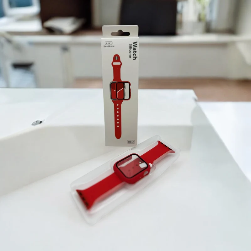 Watch Silicone 2 IN 1 Band&Case For Apple Watch(45m/red)