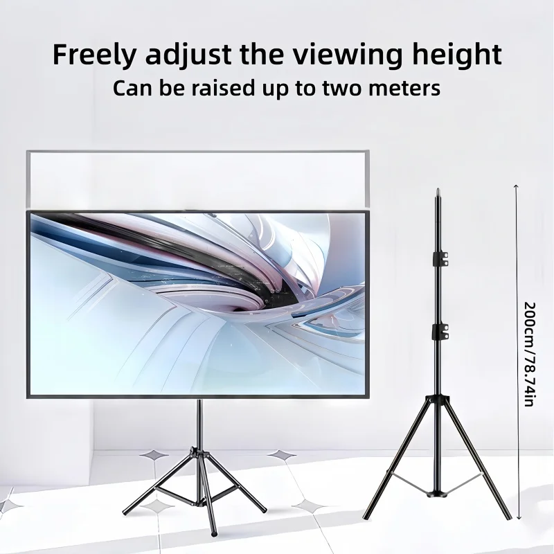 72 Inch Projector Screen with Stand, 2x1.5m Portable T-Shaped Projection Screen for Outdoor Indoor Home Theater, Movie, Party