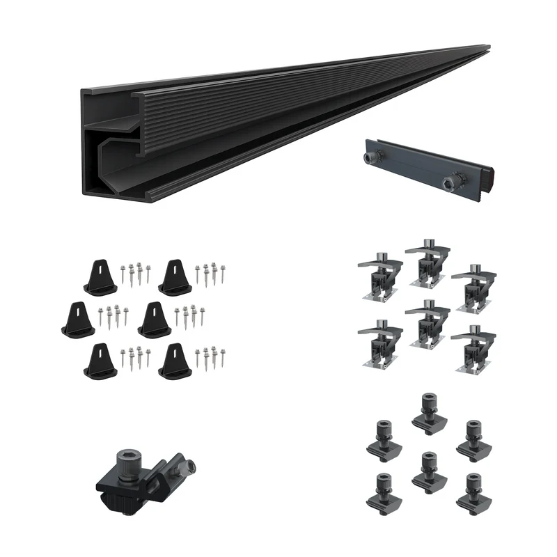 Elios Black 2-Panel Solar Rail Mounting Kit for Portrait Installation