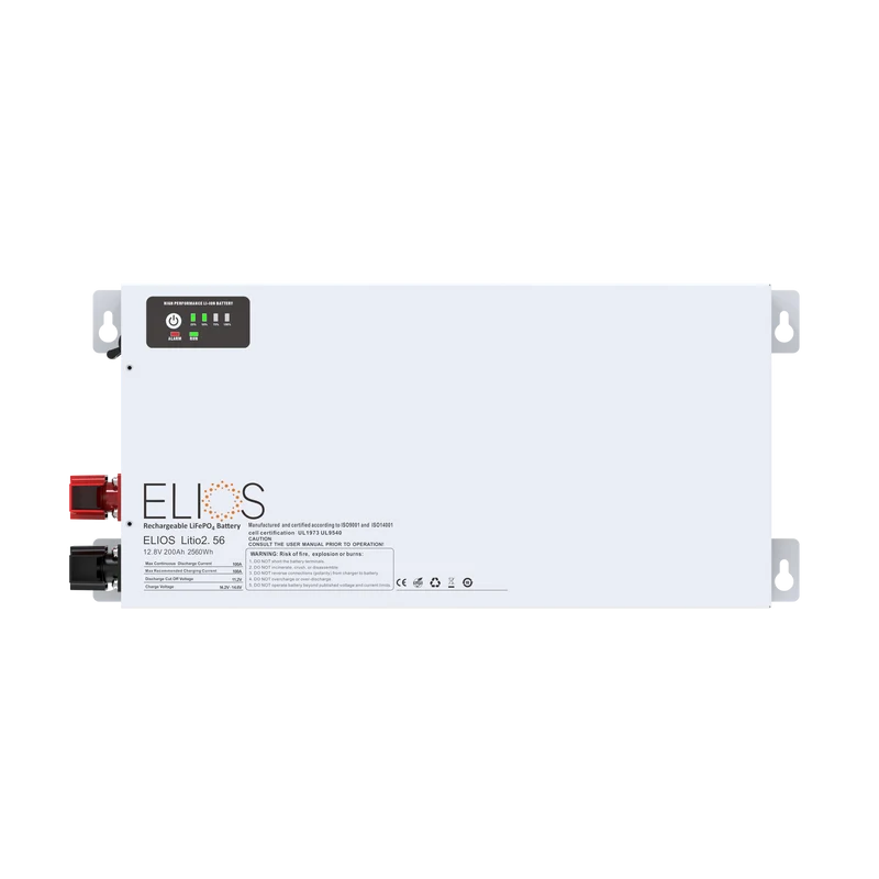 Elios Litio2.56H-BT | 12.8V 200Ah/ 2560Wh Heated Bluetooth LiFePO4 Battery | Super Slim 4.75’’