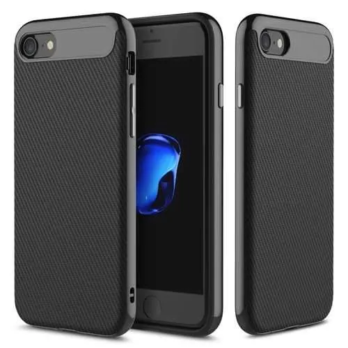 Rock Carbon Fiber Texture Hybrid TPU PC Case For iPhone 7