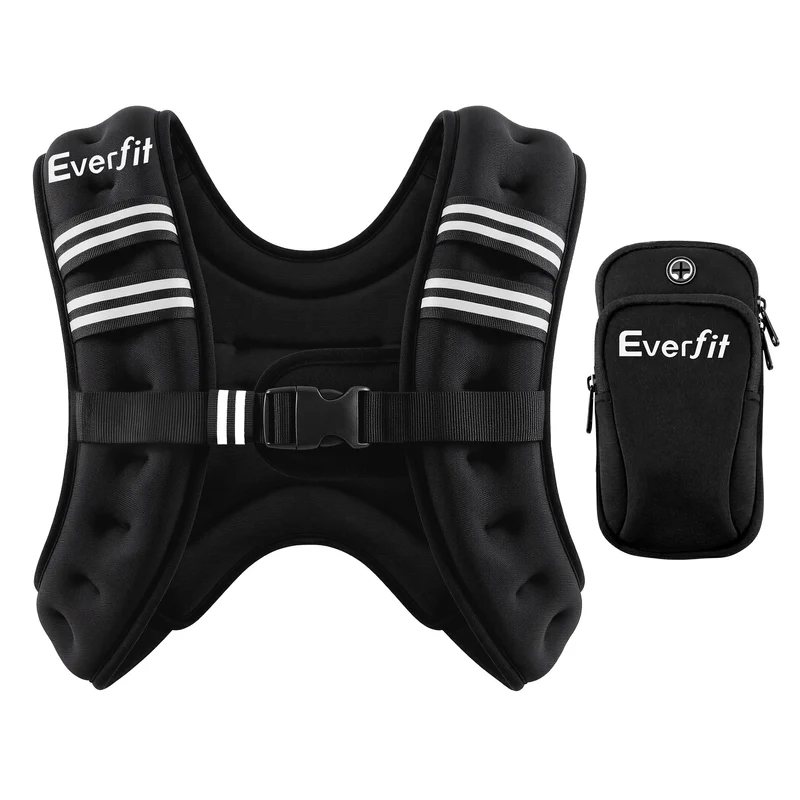 Everfit 3kg Weighted Vest Men Women, Reflective Running Vest with Armband Pouch