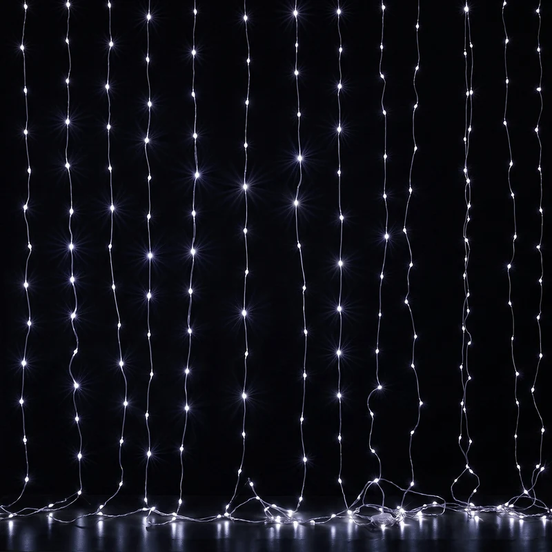Jingle Jollys 3X3M Christmas Lights Curtain String Light 300 LED Cool White