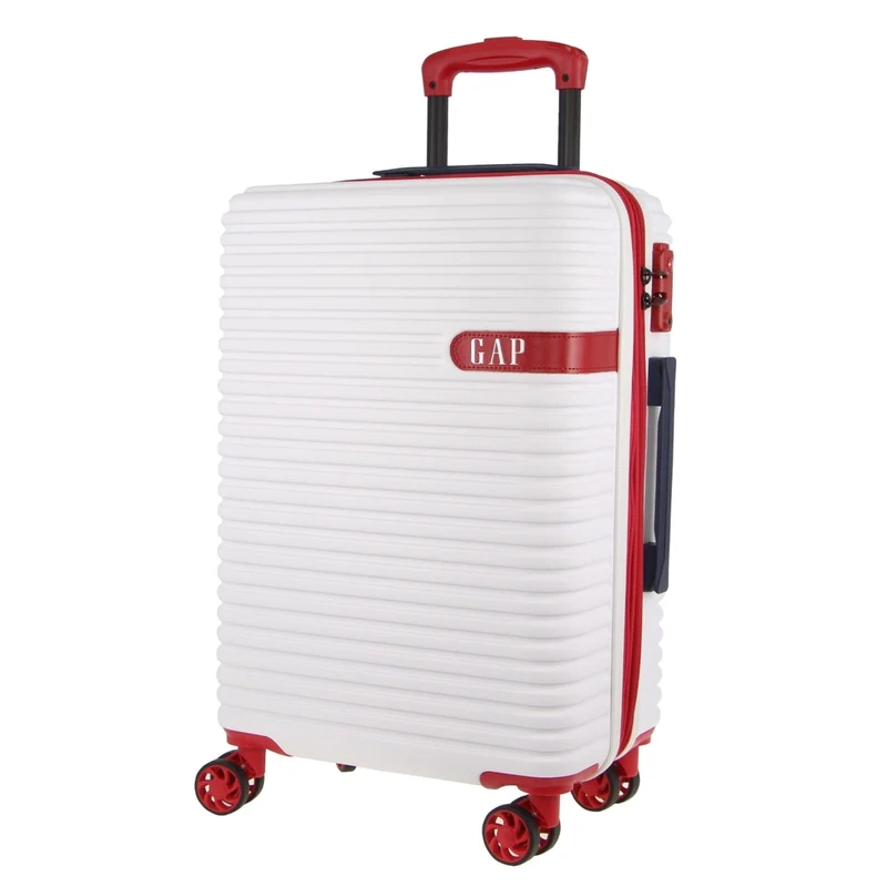 GAP Hard-Shell Suitcase 4 Wheel Hidden Pocket Cabin Luggage 56cm White