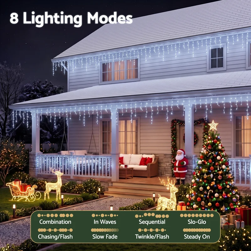 Jingle Jollys 32M Christmas Lights Solar Icicle String Lights 960 LED Cool White