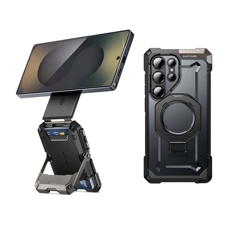 Bundle Sale - MagFlip Magnetic Wallet with iPhone/Samsung Compatible & Galaxy S25 Ultra UB GRIP Series Black Phone Case
