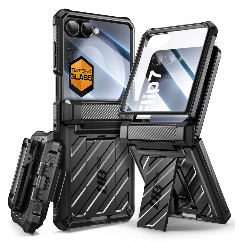 Galaxy Z Flip7 Unicorn Beetle PRO Rugged Case with Belt Clip-Black