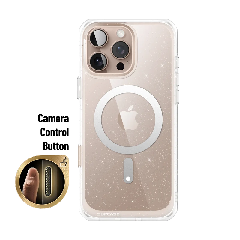 OPEN BOX | iPhone 16 Pro 6.3 inch Unicorn Beetle MAG Slim Clear MagSafe Camera Control Button Case - Glitter Pink