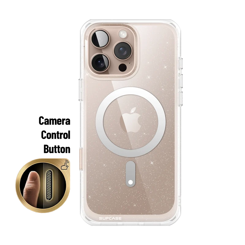 iPhone 16 Pro Max 6.9 inch Unicorn Beetle MAG Slim Clear MagSafe Camera Control Button Case-Glitter Pink