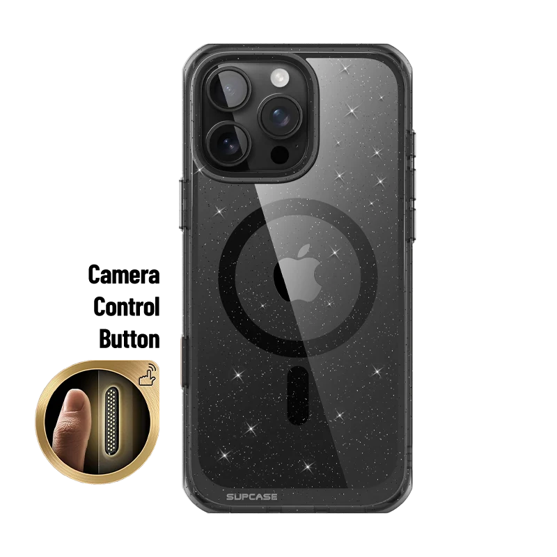 iPhone 16 Pro 6.3 inch Unicorn Beetle MAG Slim Clear MagSafe Camera Control Button Case(open box)-Glitter Black