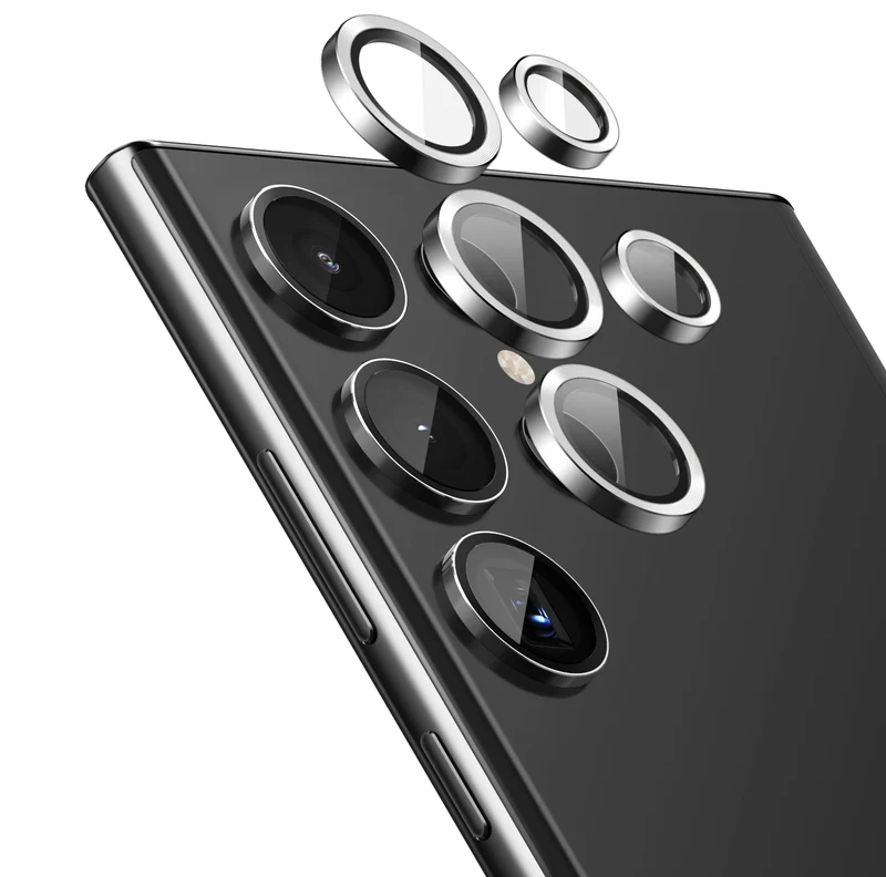 Tempered Glass Camera Lens Protector for Galaxy S23 Ultra-Silver