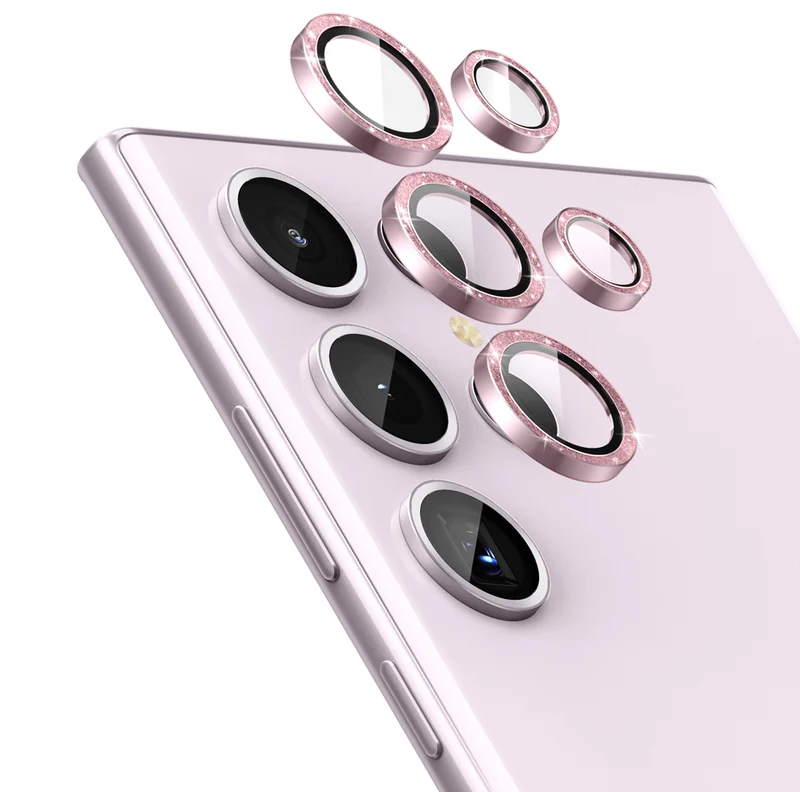 Tempered Glass Camera Lens Protector for Galaxy S23 Ultra-Glimmer Pink