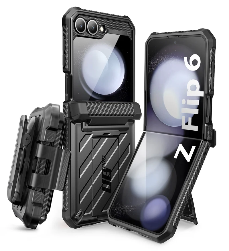 Galaxy Z Flip7 FE Unicorn Beetle PRO Rugged Case with Belt Clip-Black