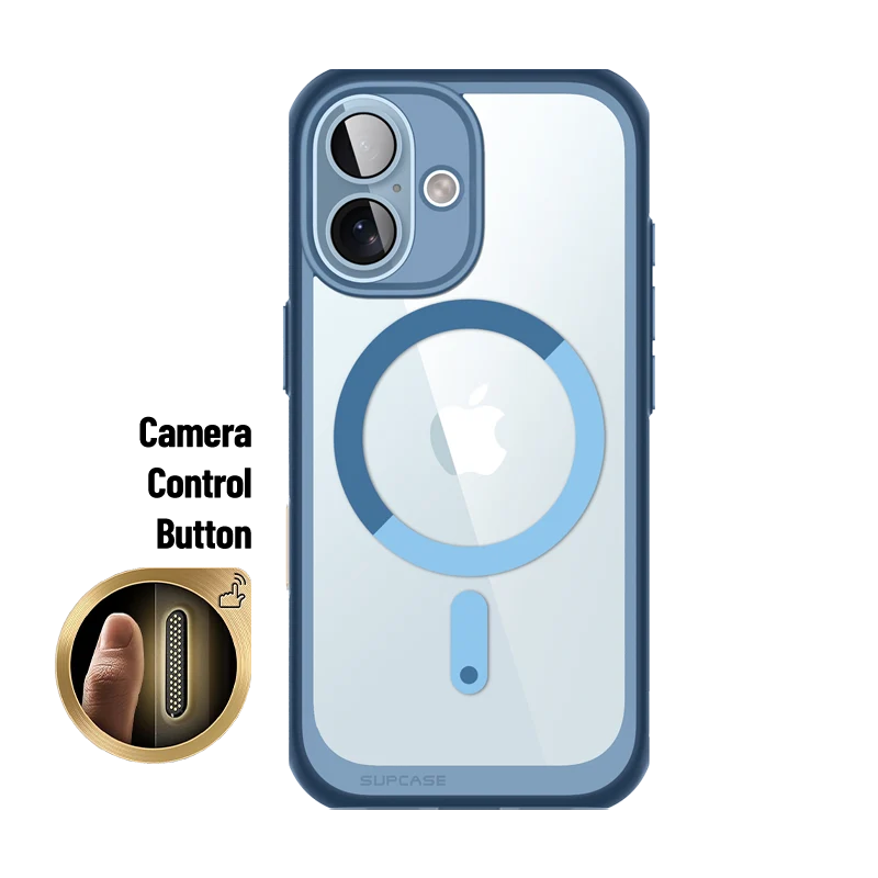OPEN BOX | iPhone 16 6.1 inch Unicorn Beetle MAG Slim Clear MagSafe Camera Control Button Case - Blue