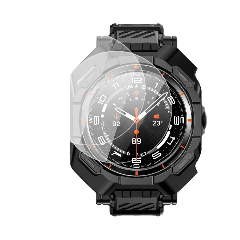 Galaxy Watch7 Ultra 47mm Unicorn Beetle PRO Wristband Case with Glass Screen Protectors-Black