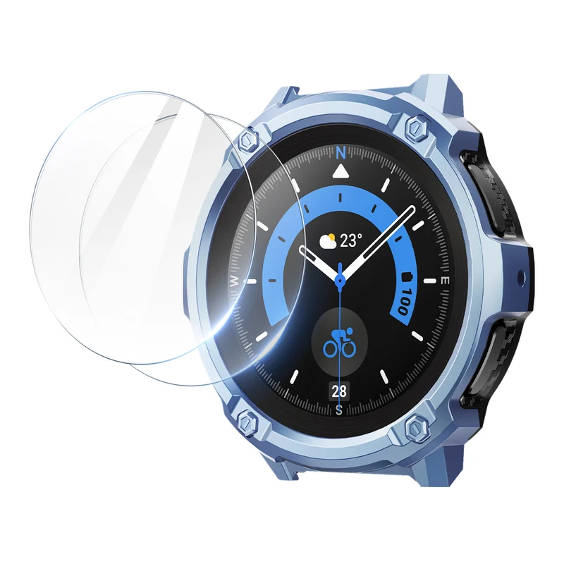 Galaxy Watch5 Pro 45mm Unicorn Beetle Rugged Case with Glass Screen Protectors-Metallic Blue
