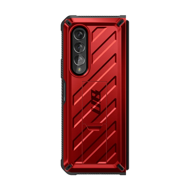 Galaxy Z Fold4 Unicorn Beetle Kickstand Case with Screen Protector-Metallic Red