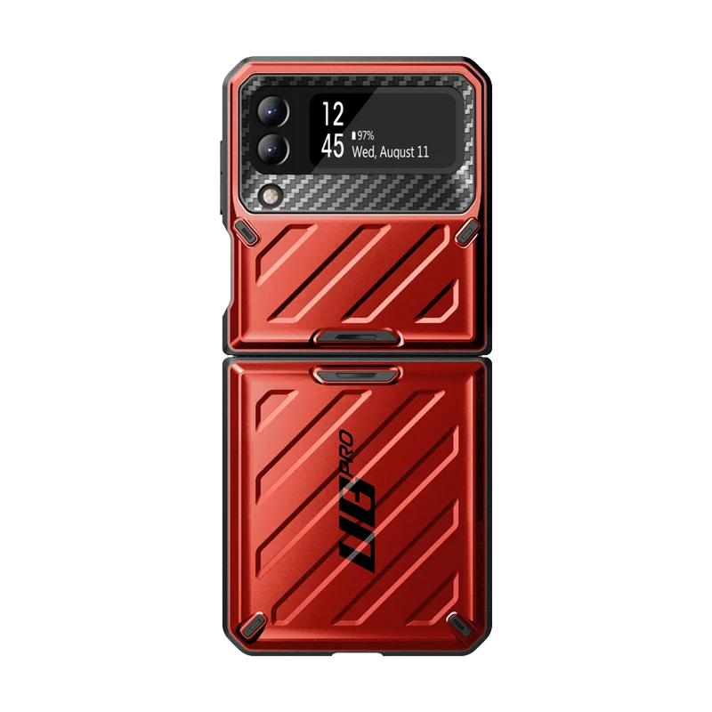 Galaxy Z Flip4 Unicorn Beetle PRO Rugged Case with Belt Clip-Metallic Red