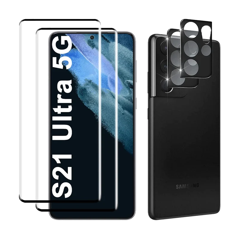 2.5D Tempered Glass Screen & Lens Protector for Galaxy S21 Ultra (open box)- Clear