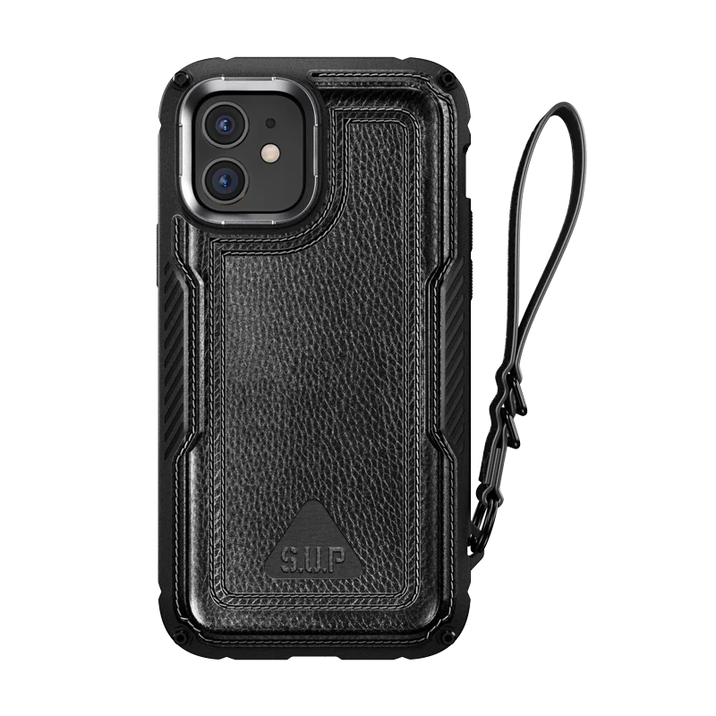 iPhone 12 6.1 inch Unicorn Beetle Royal Rugged Leather Case-Black
