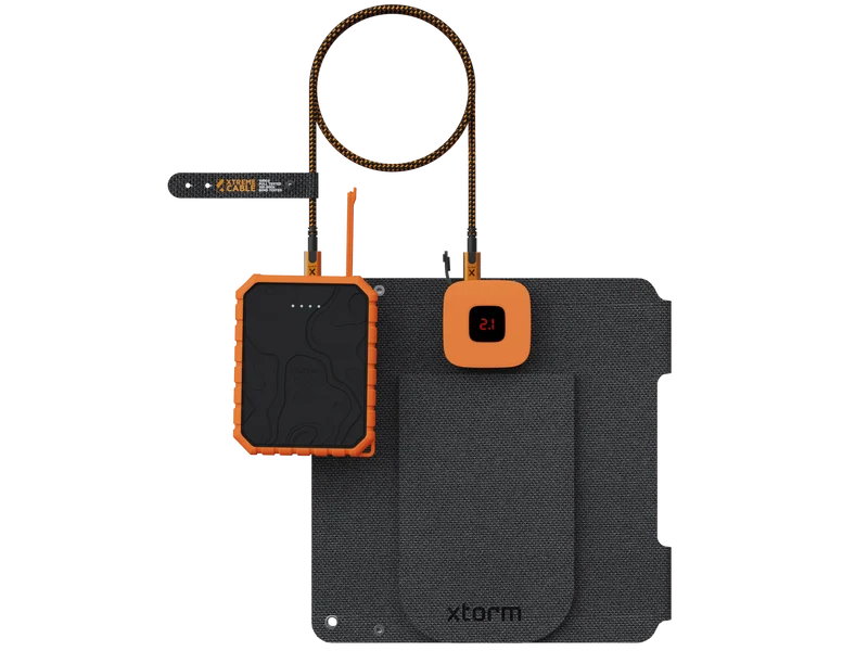 14W Portable Solar Panel + Rugged Power Bank 10.000 mAh + USB-C PD Cable 240W Bundle