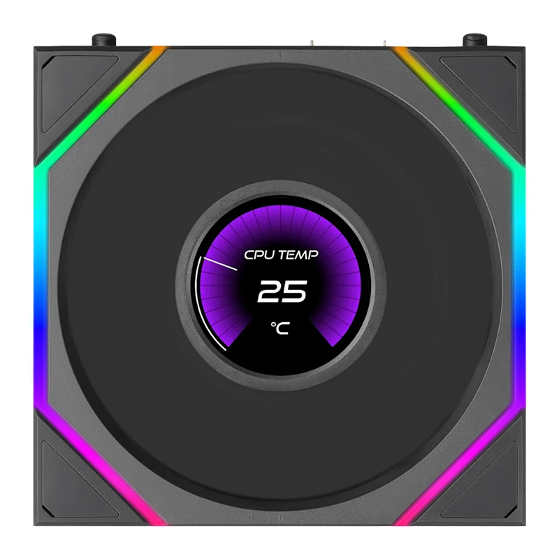 Lian Li Uni Fan TL Flex 1.8in LCD 2.4GHz Wireless 120mm Reverse Blade ARGB Fan - Black (12RTLLCD1F1B)