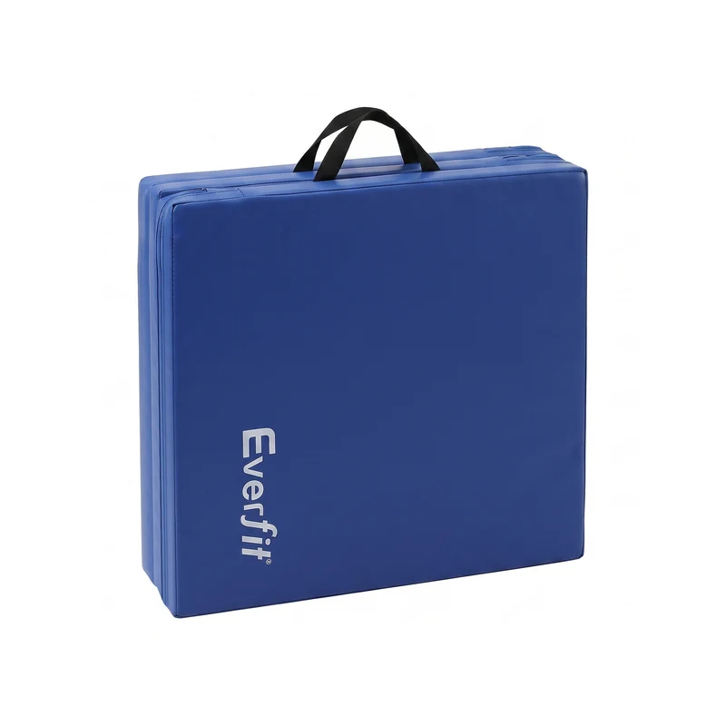 Everfit Gymnastics Mats Folding Exercise Floor Mat Portable 3 Fold Tumbling Mat Blue