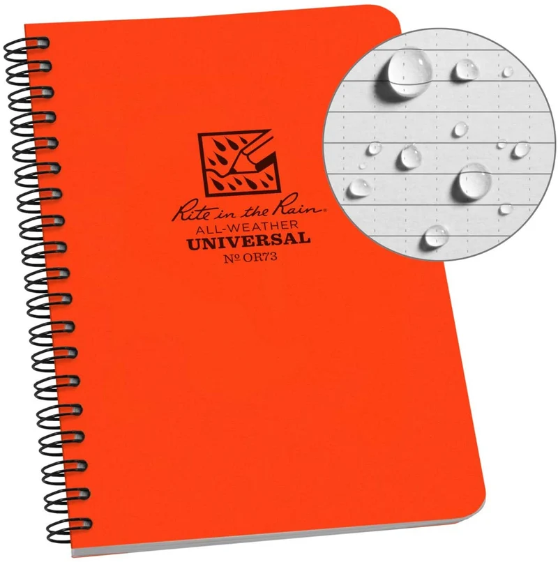 Rite in the Rain | Side Spiral 4.625 x 7 Polydura Notebook - Universal - Blaze Orange