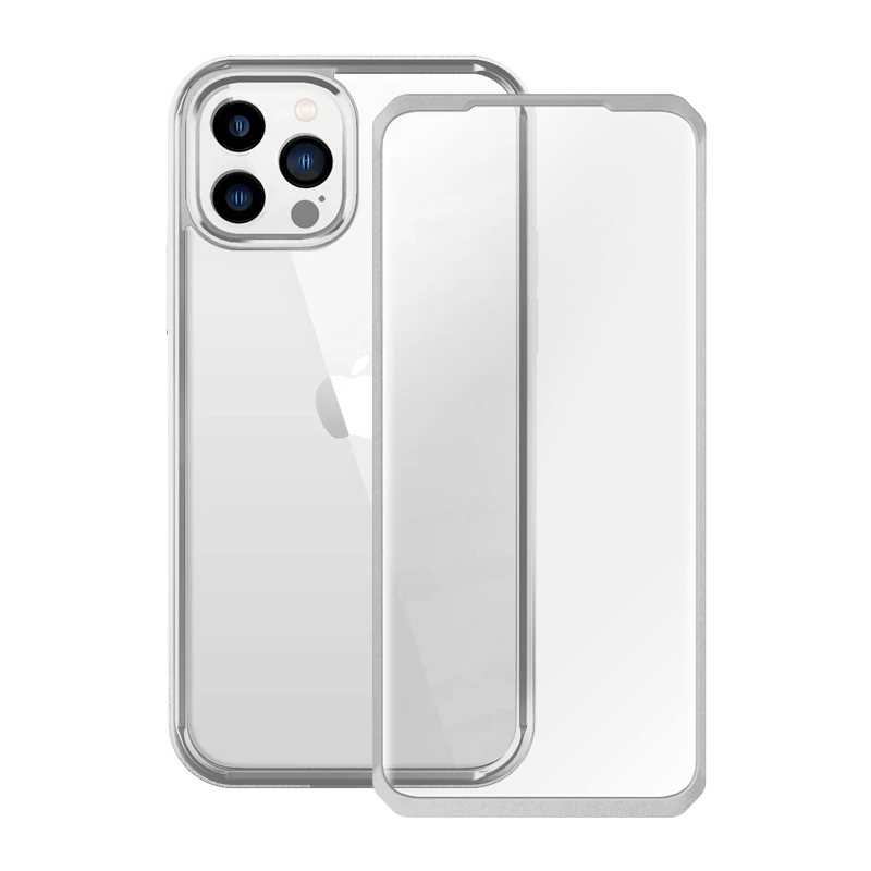iPhone 13 Pro Max 6.7 inch Unicorn Beetle Edge with Screen Protector Clear Case-Silver