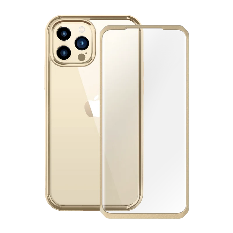 iPhone 13 Pro Max 6.7 inch Unicorn Beetle Edge with Screen Protector Clear Case-Gold