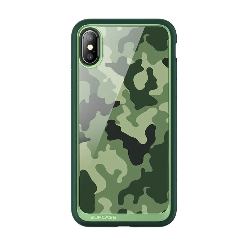 iPhone X / XS Unicorn Beetle Style Slim Clear Case-Green Camouflage
