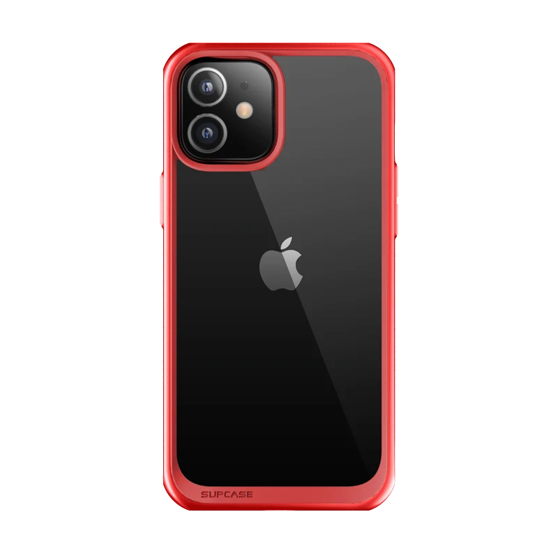 iPhone 12 6.1 inch Unicorn Beetle Style Slim Clear Case-Red