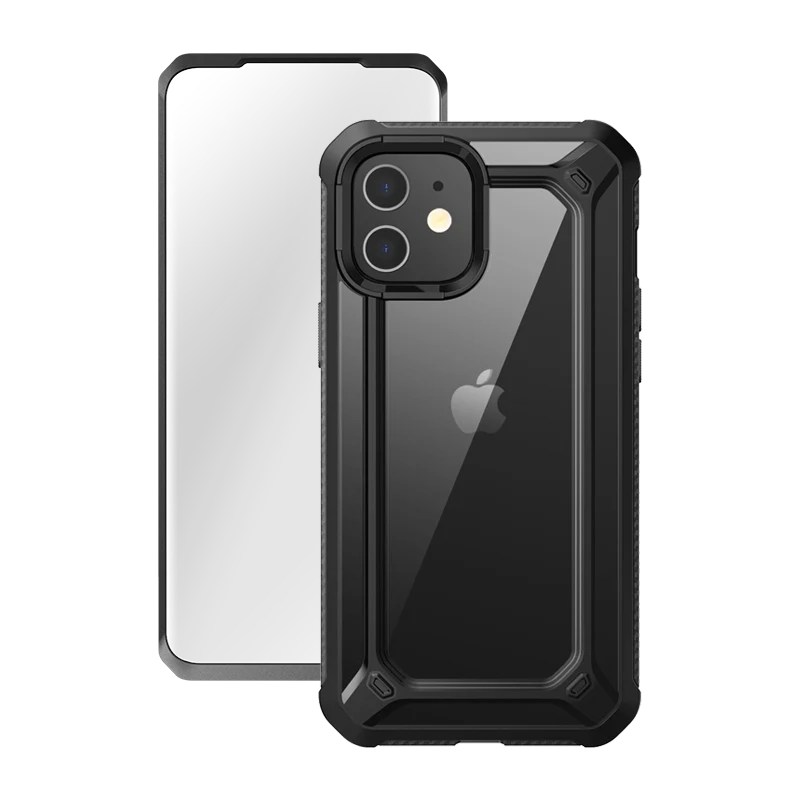 iPhone 12 6.1 inch Unicorn Beetle Exo with Screen Protector Clear Case-Black