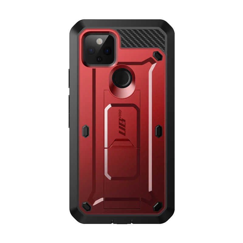 Google Pixel 5 (2020) Unicorn Beetle PRO Rugged Holster Case-Metallic Red