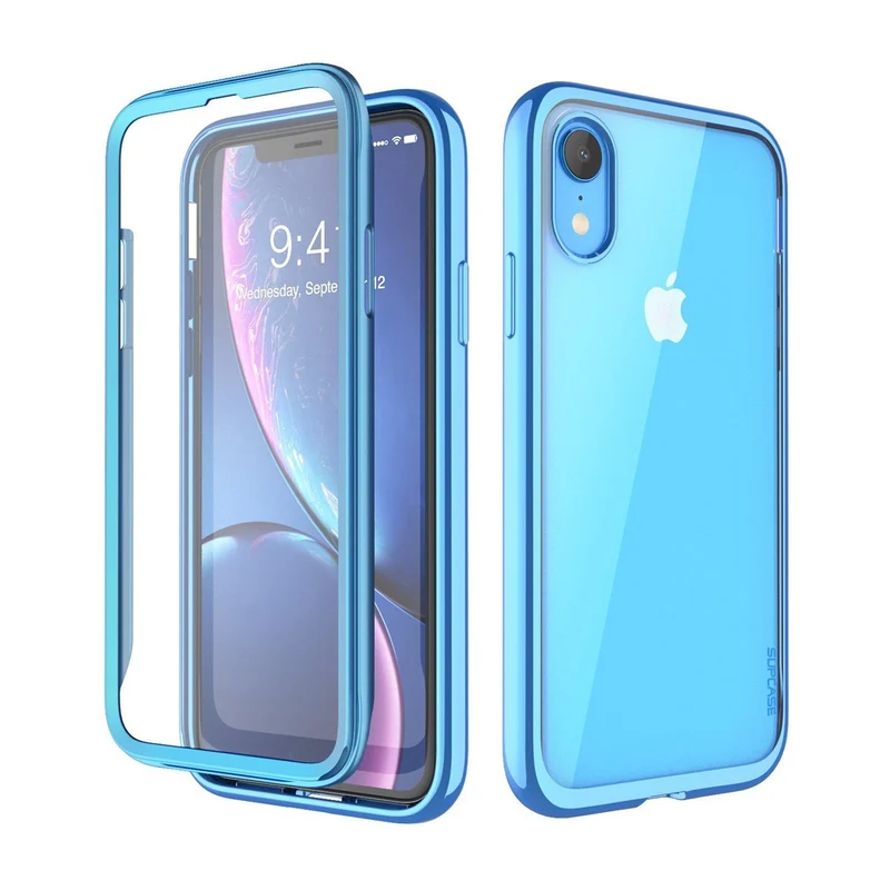 iPhone XR Unicorn Beetle Electro Clear Case-Blue