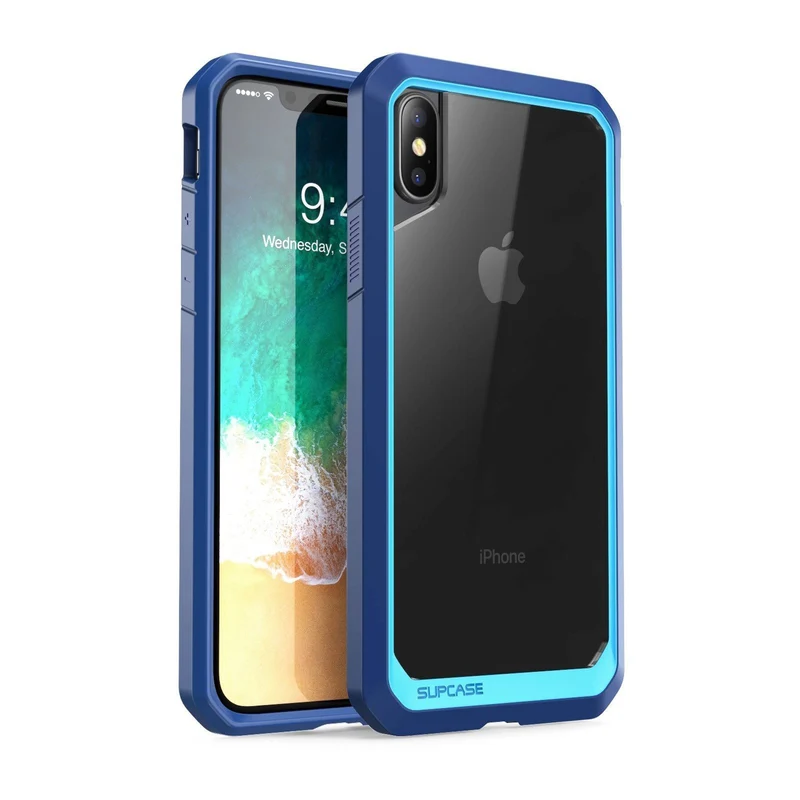iPhone X / XS Unicorn Beetle Clear Bumper Case-Blue