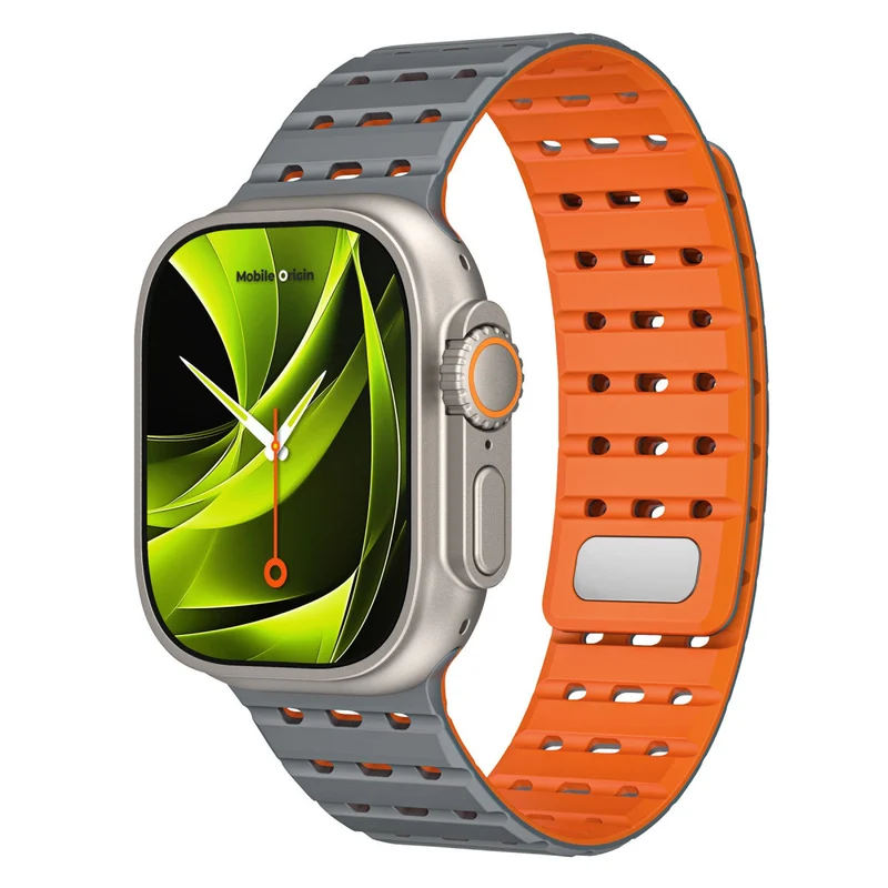 Magnetický řemínek pro Apple Watch 44/45/46/49mm, Šedo-oranžová