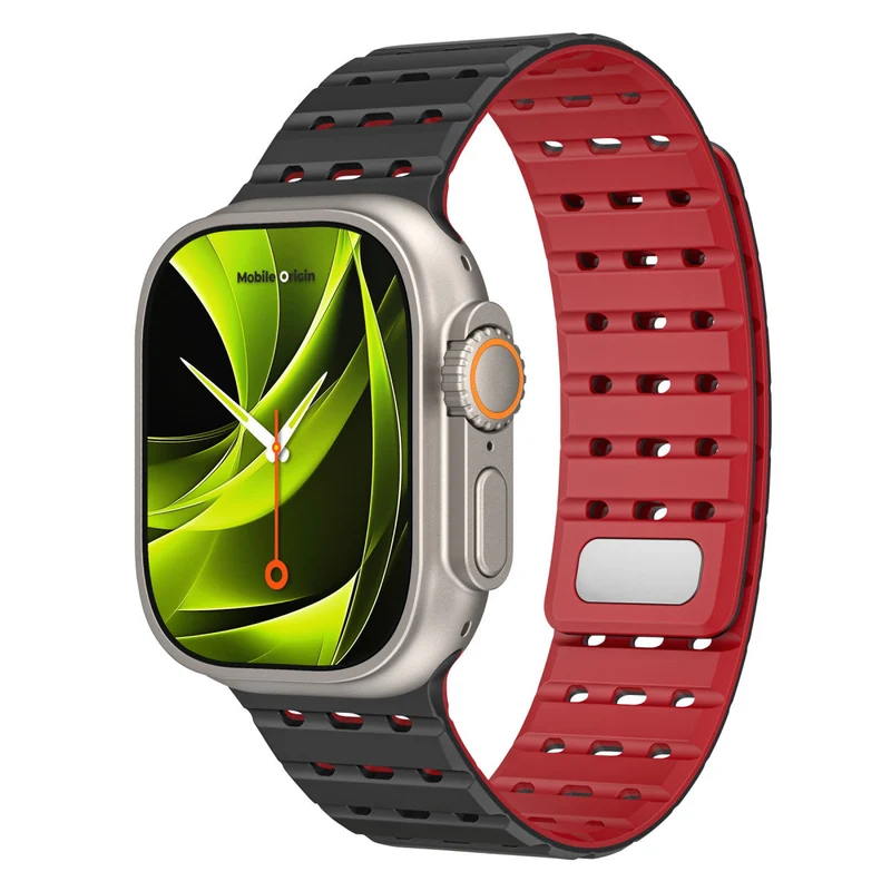 Magnetický řemínek pro Apple Watch 44/45/46/49mm, Černo-červená