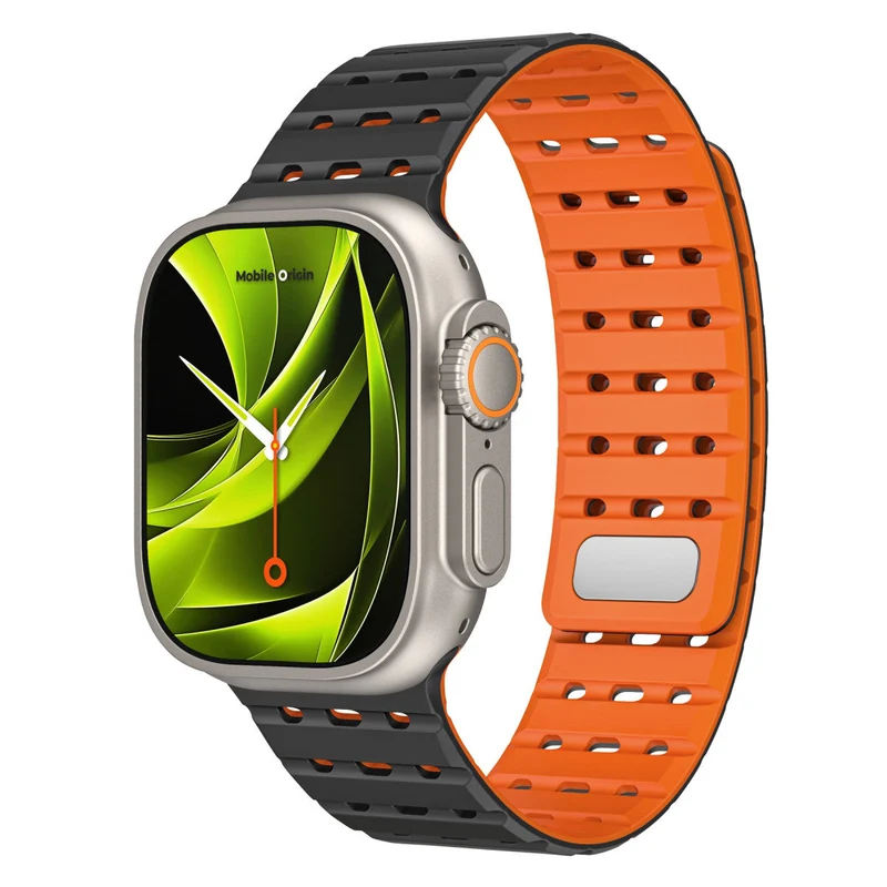 Magnetický řemínek pro Apple Watch 44/45/46/49mm, Černo-oranžová