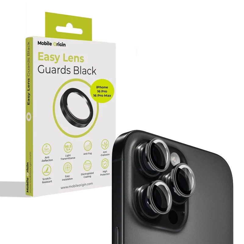 Easy Lens ochrana čoček, pro iPhone 16 Pro / iPhone 16 Pro Max, Černá