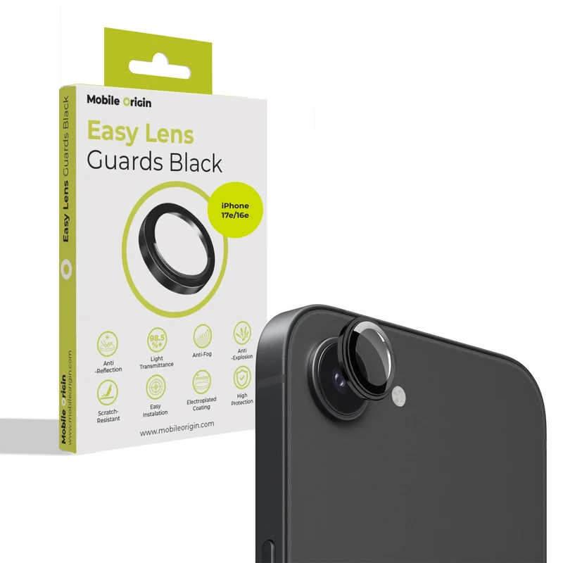 Easy Lens ochrana čoček, pro iPhone 16e / iPhone 17e, Černá