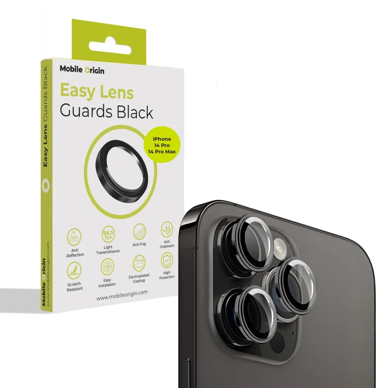 Easy Lens ochrana čoček, pro iPhone 14 Pro / iPhone 14 Pro Max, Černá