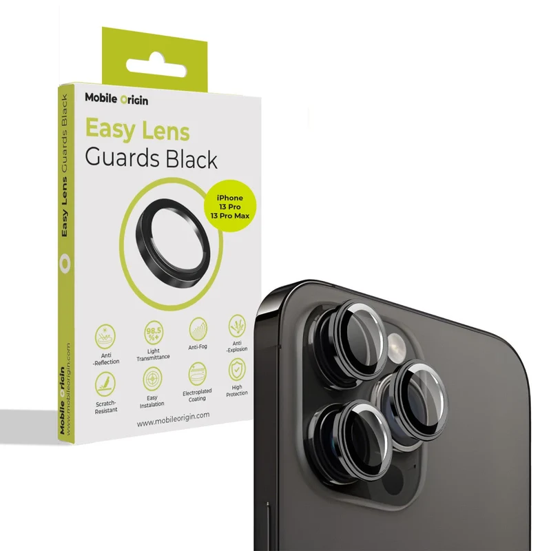 Easy Lens ochrana čoček, pro iPhone 13 Pro / iPhone 13 Pro Max, Černá