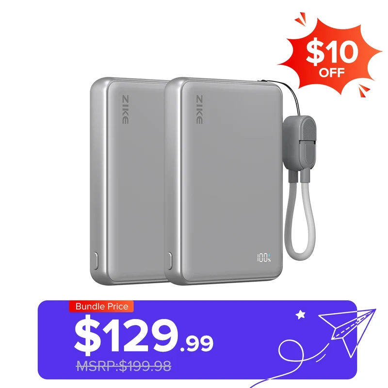 ZIKE Z1052 10000mAh Solid-State Qi2 15W Magnetic Power Bank ×2 Bundle