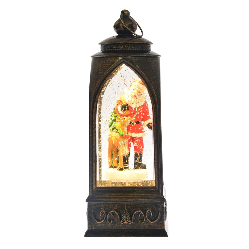 Gibson Gifts Santa Light Up Christmas Musical Latern with USB Plug In 80x80x210mm