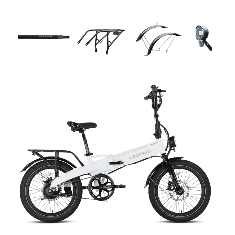 XP Lite2 Arctic White Long-Range + FREE Rear Rack, Fenders, Elite Headlight, Suspension Seat Post ($346 Value)