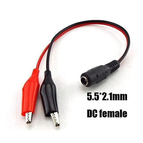 5.5 / 2.1MM FEMALE PLUG TO ALLIGATOR CLIP CONNECTORS